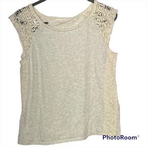 Adiva Heather Grey (Light) with Crochet Trim Tank Top Scope Neck Size Medium